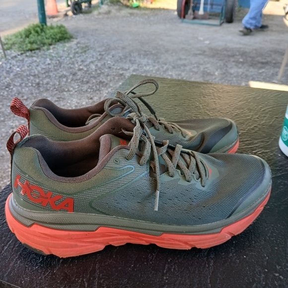 Hooka mens running shoe olive green and orange size 10D - Picture 4 of 6